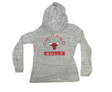NBA Chicago Bulls Basketball Women's Gray Long Sleeve Hooded Shirt Large 12/14