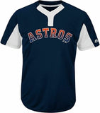 Houston Astros MAJESTIC Eagle 2 Button Dri Fit Baseball Jersey Youth Small 6/8