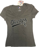 Chicago White Sox Women's Short Sleeve V-Neck T-Shirt Gray Small