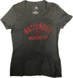 MLB Washington Nationals Baseball Women's V-Neck Short Sleeve T-Shirt Gray Small