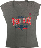 MLB Boston Red Sox Women's V-Neck Short Sleeve T-Shirt Gray
