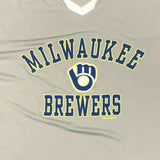 Milwaukee Brewers Men's V-Neck Pullover Jersey Gray 2X