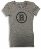 Boston Bruins NHL Girl's Dri Fit T-Shirt Heather Gray Small 6/6X
