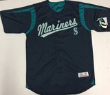 Seattle Mariners MLB Full Button Men's Navy Dri Fit Baseball Jersey  CHOOSE SIZE