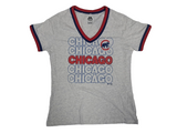 MLB Chicago Cubs Repeat Baseball Women's V-Neck Short Sleeve T-Shirt Gray Small