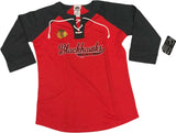 Chicago Blackhawks Women's Lace ¾ Sleeve Jersey Shirt 40 Medium 8/10