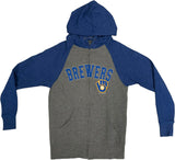 Milwaukee Brewers Women's Campus Lifestyle Full Zip Hoodie Jacket XS 0/2 Gray