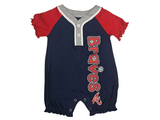 Atlanta Braves MLB Girl's Baby Infant Bodysuit Romper Navy & Red 12 Months