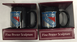 New York Rangers 11oz. Ceramic Coffee Mug Pewter Emblem Set of 2
