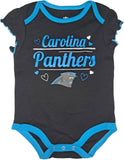 Carolina Panthers NFL 3 Piece Girl's Creeper Set 3/6 Months