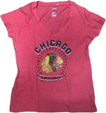Chicago Blackhawks NHL Women's Distressed T-Shirt Red XL