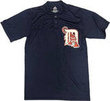 Detroit Tigers Men's Two Button Cool Base Dry Fabric Shirt Blue SMALL