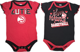 NBA Atlanta Hawks Girl's Baby Creeper Bodysuit 2 Piece Set 3/6 Months
