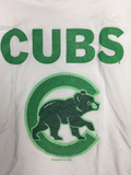 Chicago Cubs MLB Women’s Green Sparkle Graphic V-Neck T-Shirt Small 4/6