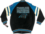 GIII Carolina Panthers Men's Full Zip Suede Leather Jacket NWT