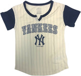 New York Yankees Short Sleeve Girl's Pinstripe T-Shirt Small 6/6X