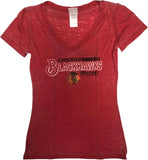 NHL Chicago Blackhawks Hockey Women's V-Neck T-Shirt Red