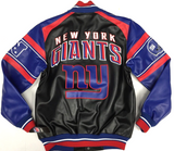 New York Giants NFL G-III Sports Faux Leather Varsity Button-Up Jacket MEDIUM
