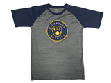 Milwaukee Brewers MLB Boy's Short Sleeve Dry Active Shirt Gray XL 16/18