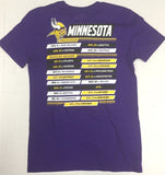 Minnesota Vikings NFL Men's 2019 Schedule 2-Sided Crew Neck T-Shirt NEW