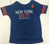 MLB New York Mets Scoop Neck Varsity Striped Women's T-Shirt XS 0/2