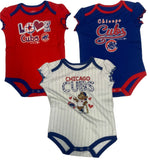 Chicago Cubs Girl's Three Piece Creeper Bodysuit Set 12-18 Months