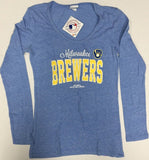 Milwaukee Brewers Women's Long Sleeve T-Shirt Blue MEDIUM 8/10