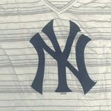 MLB New York Yankees Women's V-Neck Stripe Short Sleeve T-Shirt White Small