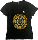 NHL Boston Bruins Womens Short Sleeve V-Neck T-Shirt Black Small