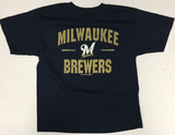 Milwaukee Brewers Name Logo MLB Boy's T-Shirt Large 14/16