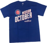 Chicago Cubs Men's Mission October Short Sleeve T-Shirt Blue Large