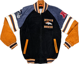 Denver Broncos GIII NFL Men's Full Zip Suede Leather Jacket SMALL
