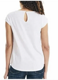 Nautica Women's Short Sleeve Slub T-Shirt White Size Large 12/14