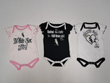 Chicago White Sox MLB Girl's 3 Piece Bodysuit Creeper Set 0/3 Months