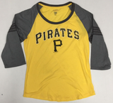 Pittsburgh Pirates MLB Women's 3/4 Sleeve Ringer T-Shirt Black M 8/10