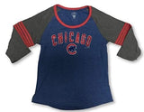 Chicago Cubs MLB Women's Scoop Ringer 3/4 Sleeve T-Shirt XS 0/2