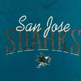 San Jose Sharks Women's V-Neck Short Sleeve T-Shirt Blue Medium