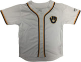 Milwaukee Brewers Boy's Youth Button Down Team Baseball Jersey MEDIUM 10/12