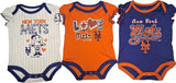 New York Mets MLB Girl's 3 Piece Bodysuit Creeper Set 0/3 Months