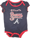 Atlanta Braves Baseball MLB Girls Creeper Bodysuit Navy / Red 18 Months