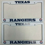 Texas Rangers BLUE LETTERS MLB PLASTIC License Plate Frame Set of 2
