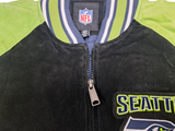 GIII Seattle Seahawks NFL Men's Full Zip Suede Leather Jacket SMALL