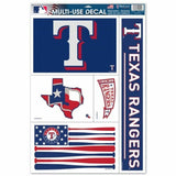 TEXAS RANGERS EST. 1972 U.S.A. FLAG ULTRA DECALS 11"X17" BRAND NEW WINCRAFT