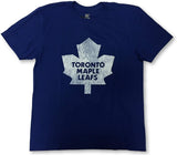Toronto Maple Leafs NHL Distressed Leaf Logo Blue Adult T-Shirt SMALL