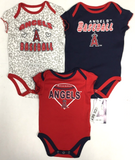 Los Angeles Angels MLB Girl's 3 Piece Bodysuit Creeper Set 6/9 Months