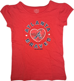 Atlanta Braves MLB Girl's T-Shirt with Heart Red 3T