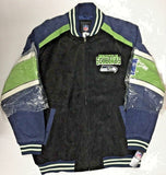 GIII Seattle Seahawks NFL Men's Full Zip Suede Leather Jacket NWT XX-LARGE