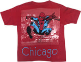 Marvel Comics Boys Chicago Spider-Man T-Shirt Small 100% Cotton
