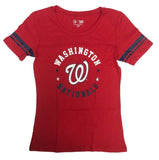 MLB Washington Nationals Women's Short Sleeve Varsity Stripe T-Shirt Red