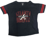 Atlanta Braves Women's Short Sleeve Foil Accent T-Shirt Navy Large